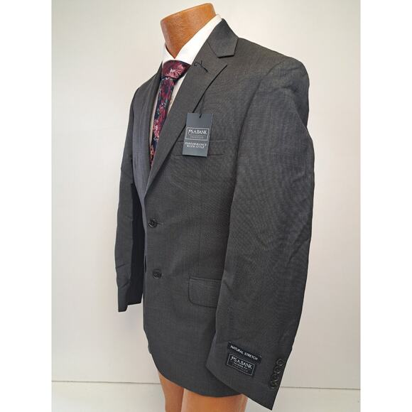 Jos A Bank Mens 2 Piece Suit 38R Charcoal Gray Wool Flat Front Pants 34x29 - Picture 5 of 14